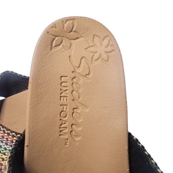 Skechers Beverlee Rainbow Pride Sandals Womens 10 Canvas Cork Wedge Comfort Open - Picture 5 of 10